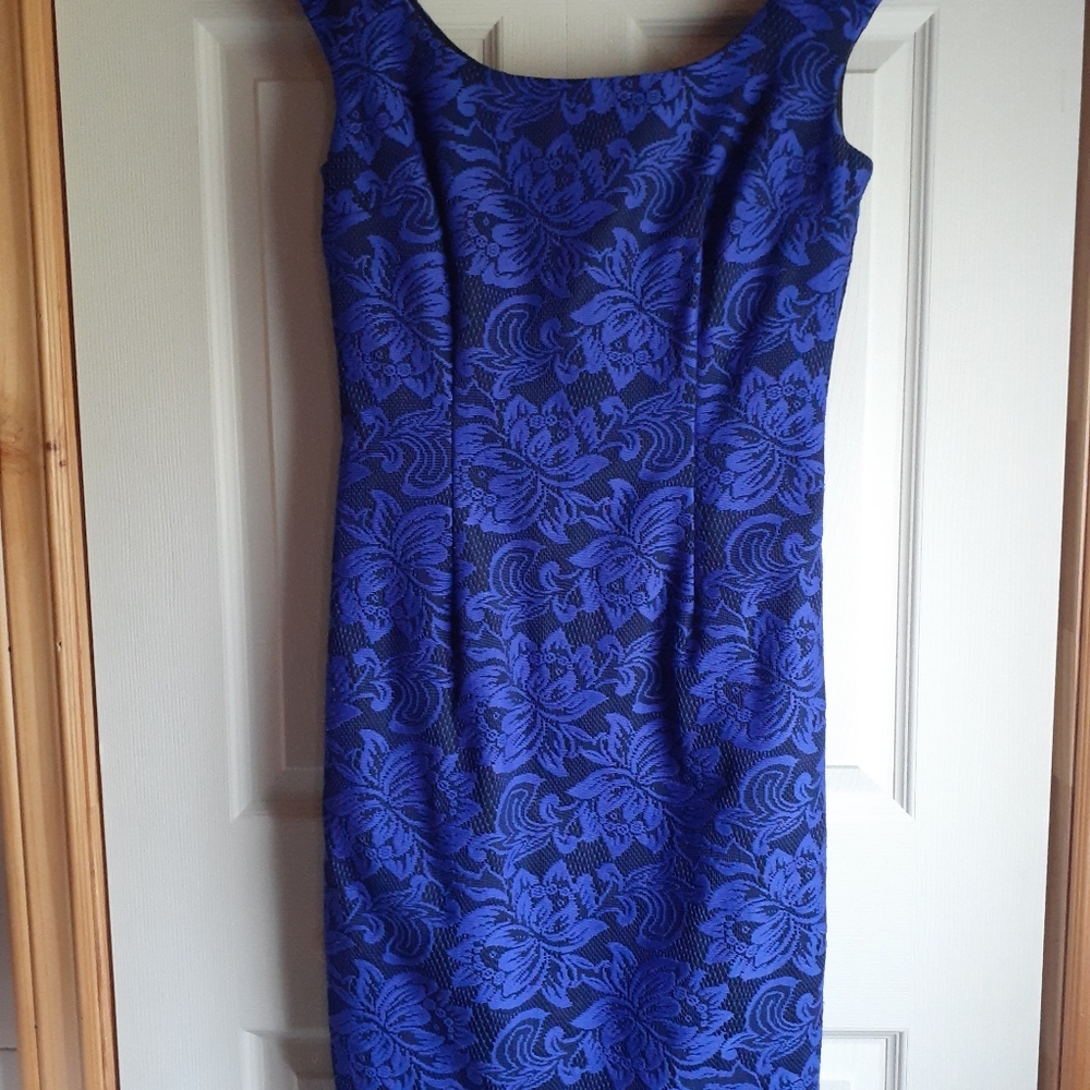 Electric blue brocade dress